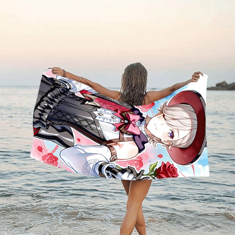 1pc Genshin Impact Lyney1 Beach Towel, Beach and Seaside Swimming Pool Equipment, Fashion Pattern, Rectangular, Travel Essentials