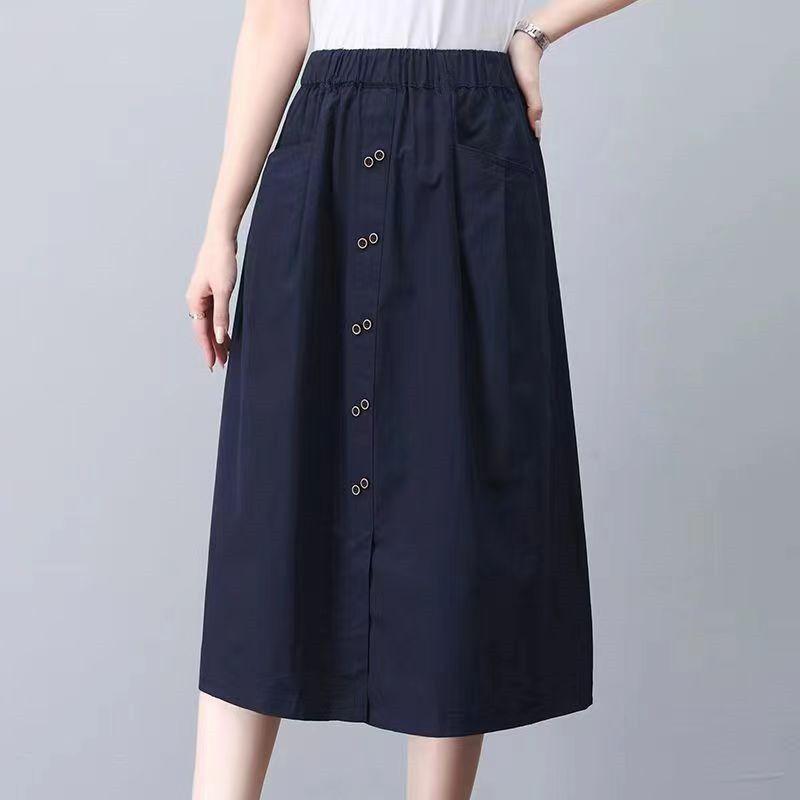 

Высокая талия 2025 Темперамент Новая мода Повседневная Эластичная Средней длины Облегающая Универсальная Юбка с карманами L