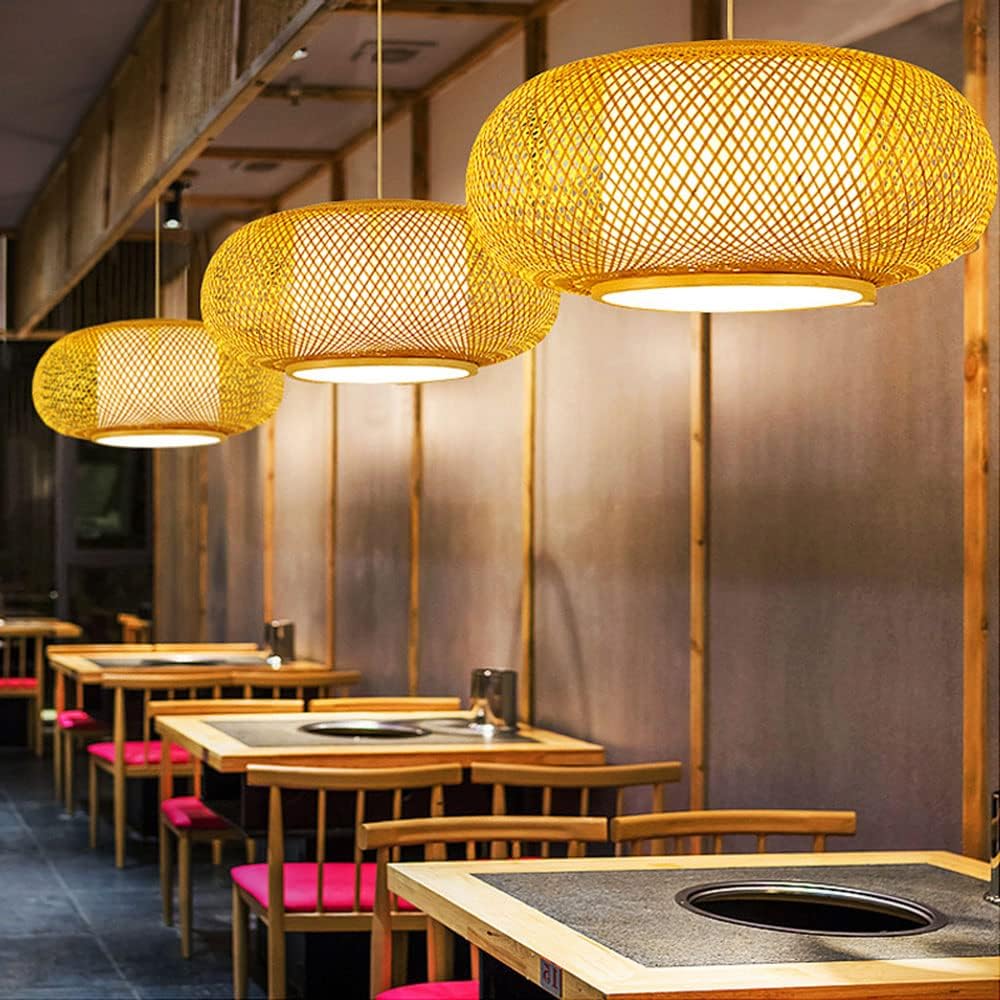 40/60CM Bamboo Pendant Light Natural Chandelier Ceiling Light Ceiling Lamp Bamboo Chandelier for Dining Room Tea Room Restaurant