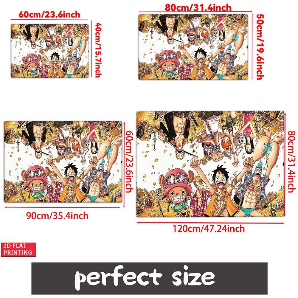 Anime Pirate Crew Treasure Doormat, Cartoon Character Non-slip Floor Mat, Decorative Entrance Rug for Home Living Room Bedroom
