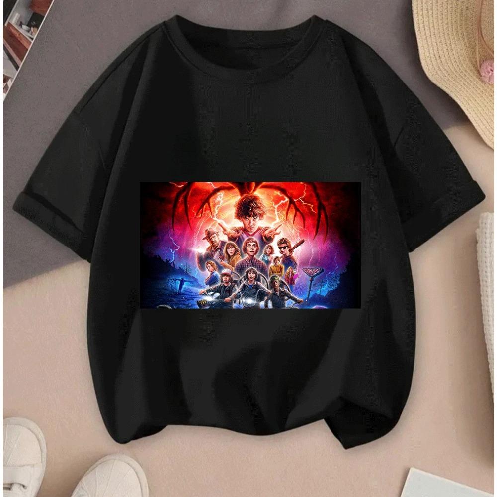 2026 Teenagers Kids Stranger Things Cartoon 2D Printed Casual Summer Short Sleeve T Shirt Hot Sale