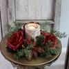 Christmas Candlestick Wreath Red Fruit Artificial Flowers Candle Ring Xmas New Year Table Decoration Candle Holder Garland