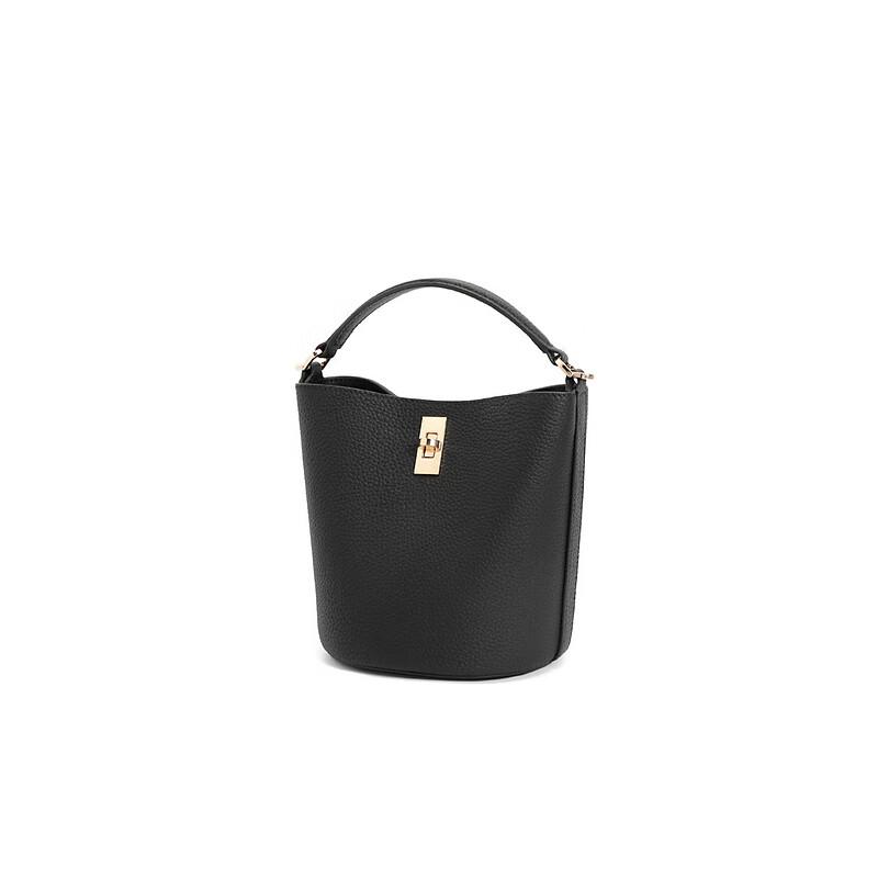 Belle New Year Gift Women's Almond Bucket Bag Genuine Leather Commuter Handbag BL766DX4 Black