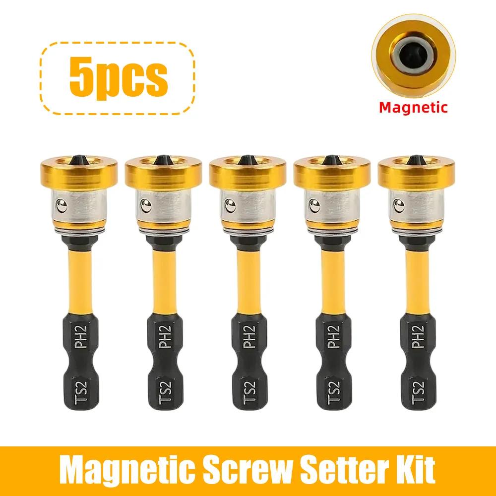 50mm Magnetic Drywall Screw Bit Set 5-Piece Kit with Extension Perfect for Precise Screw Placement