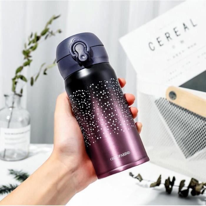 Bouteille D'eau Isotherme en Acier Inox Gourde Portable de Motif Voûte Etoilée Réutilisable pour Sport Camping Randonnée 500ml