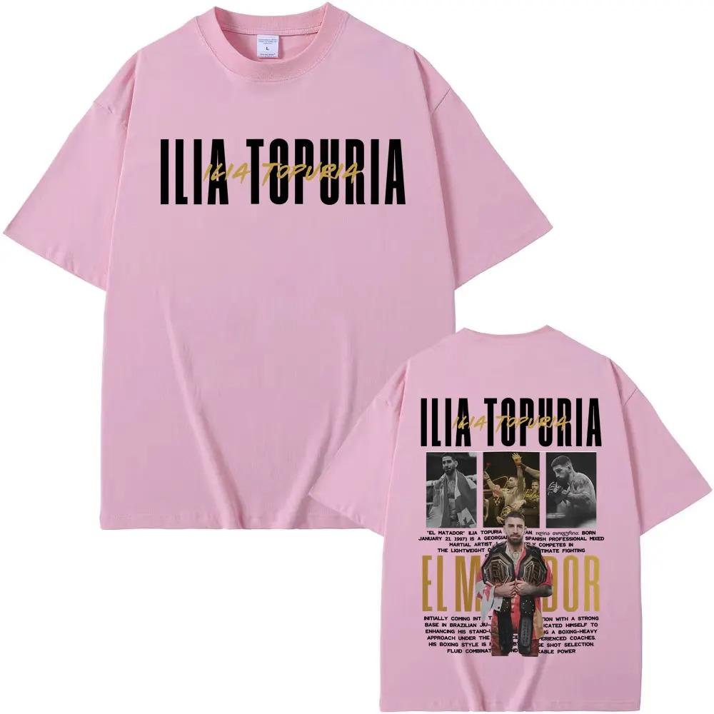 Ilia Topuria El Matador Campione UFC Maglietta Oversize Double-Sided MMA Fighting Grafica Retro Streetwear Unisex Casual Maglietta Nera