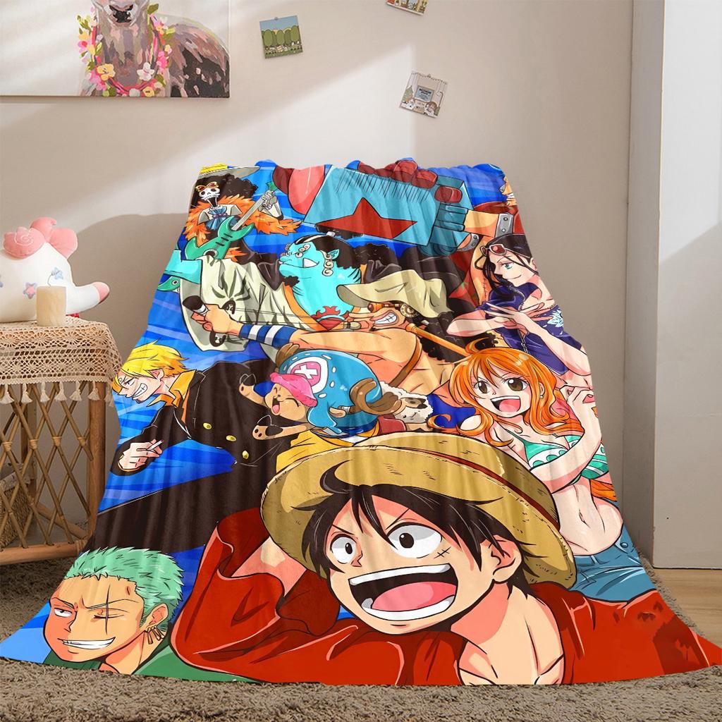 Anime Luffy Print Blanket Warm Comfortable Flannel Cover For Bedrooms, Sofas, Beds, Chairs LXR143