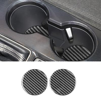 2pcs Car Center Console Cup Holder Decoration Cover Trim Stickers for Honda Civic  Auto Interior Accessories Carbon
