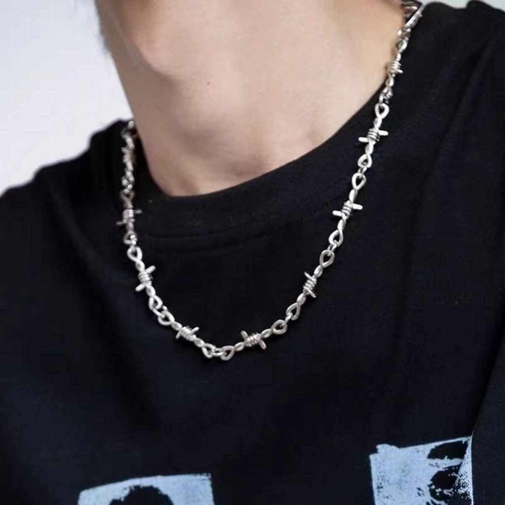 Trendy Metal Pants Chain Thorns Wire Hip Hop Long Waist Chain Grunge Goth Punk Necklace Women Men Jeans Accessories