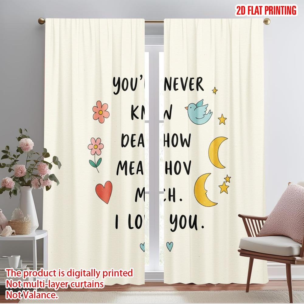 

2pcs 2D flat printing Window Curtains Dear How Much I Love You Polyester Without Electricity All Season Party & Holiday Decor 52.50×116.00 CM 2pcs