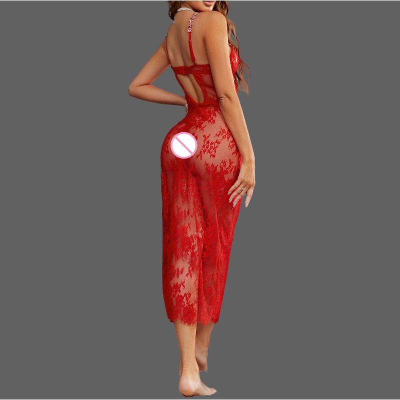 Porn Sexy Lingerie Set Lace Transparent Babydoll Thong Sets Temptation Nightgown Evening Party Night Dress Underwear Exotic Set