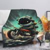 Cyber Space Motorcycle Theme Flannel printed blanket suitable for all seasons suitable for living room office sofa and travel