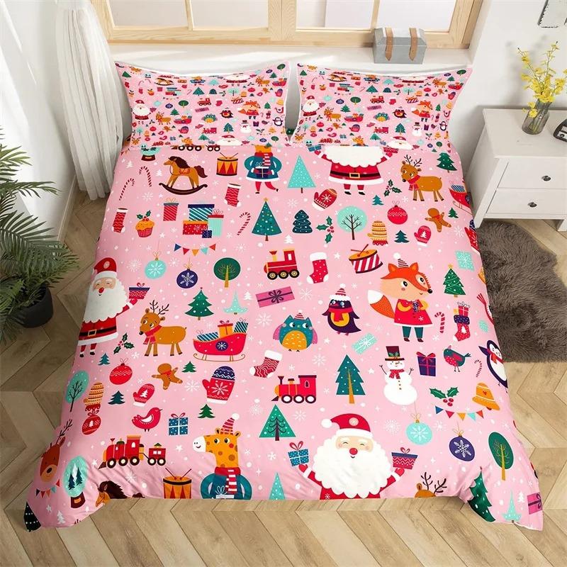Comforter Snowman Bedding Set 3 Piece Happy New Year Xmas Queen Winter Themed Comforter Merry Christmas