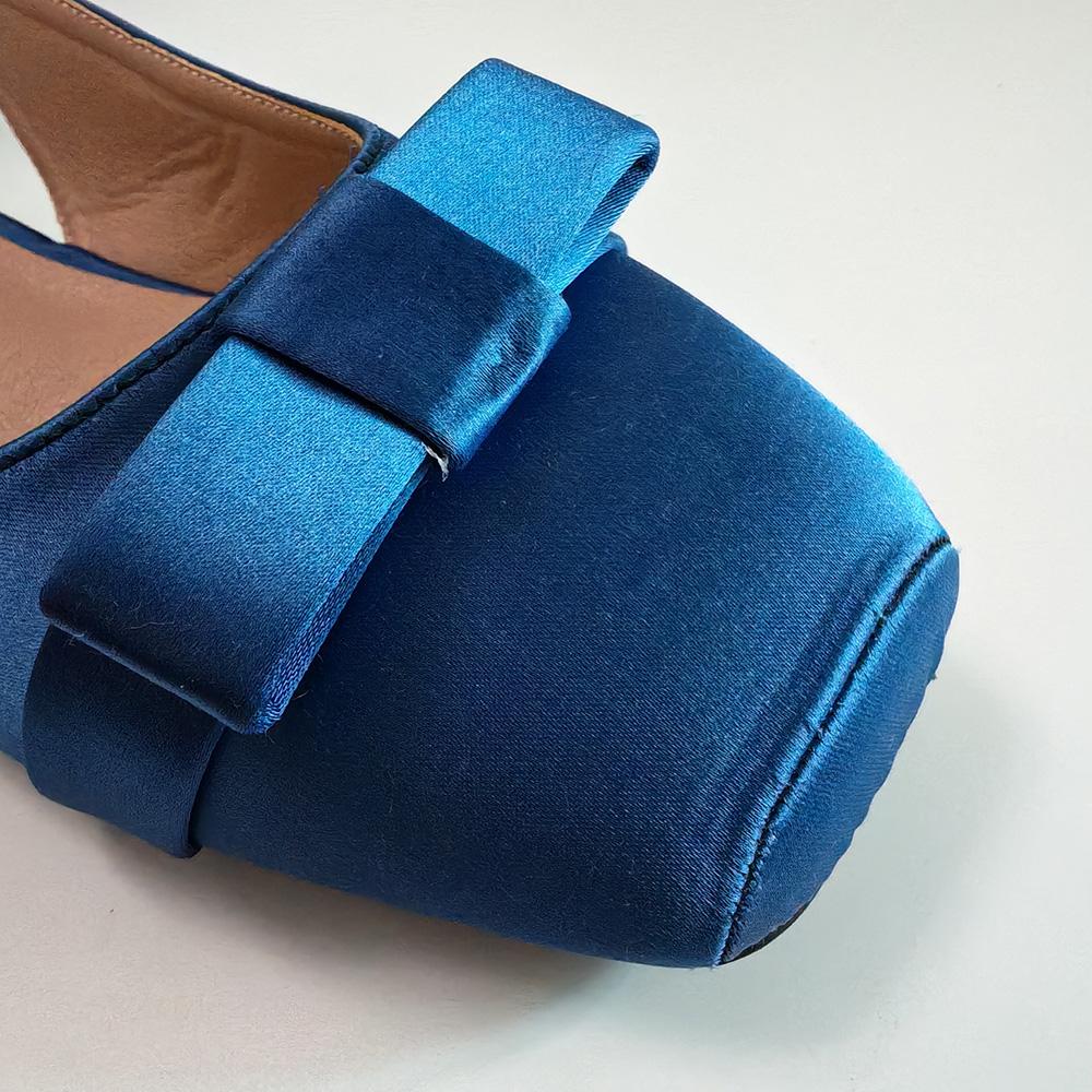 Blue Satin Shoes Women Lightweight Ballet Flats Spring Summer Dress Party Shoes Elegant Office Lady Plus Size 43