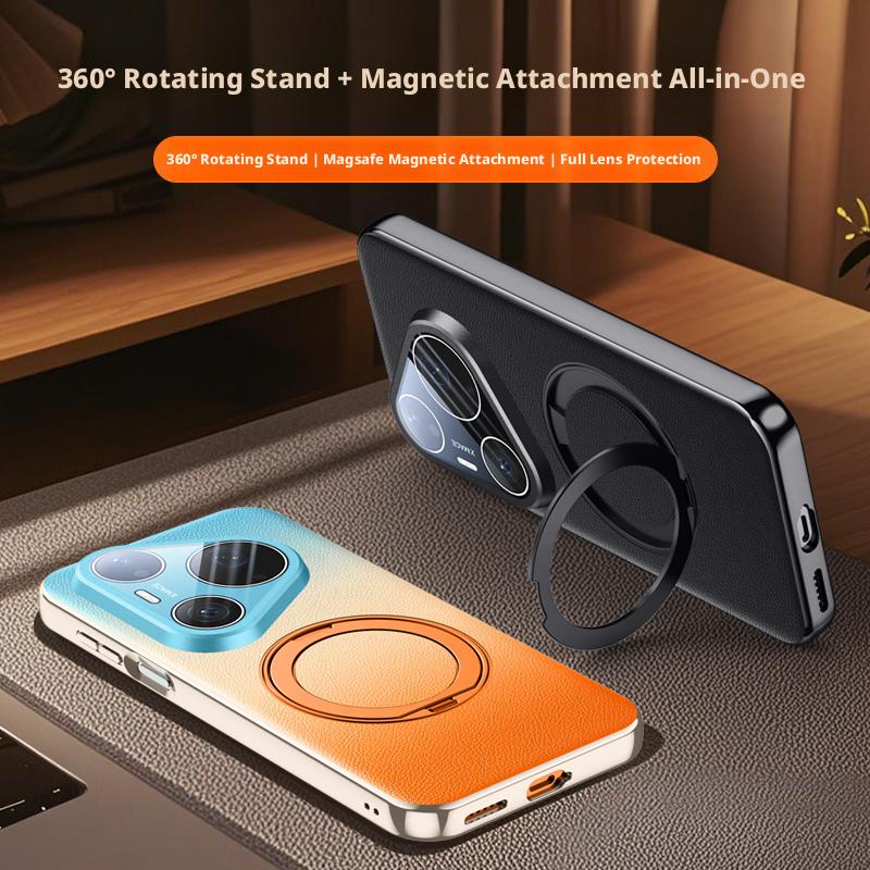 For Huawei Pura 90 Pro Max & Pura 90 Pro Case Delicated Leather Built-in Magnet 360° Rotation Stand Plated Screen Protecto Cover