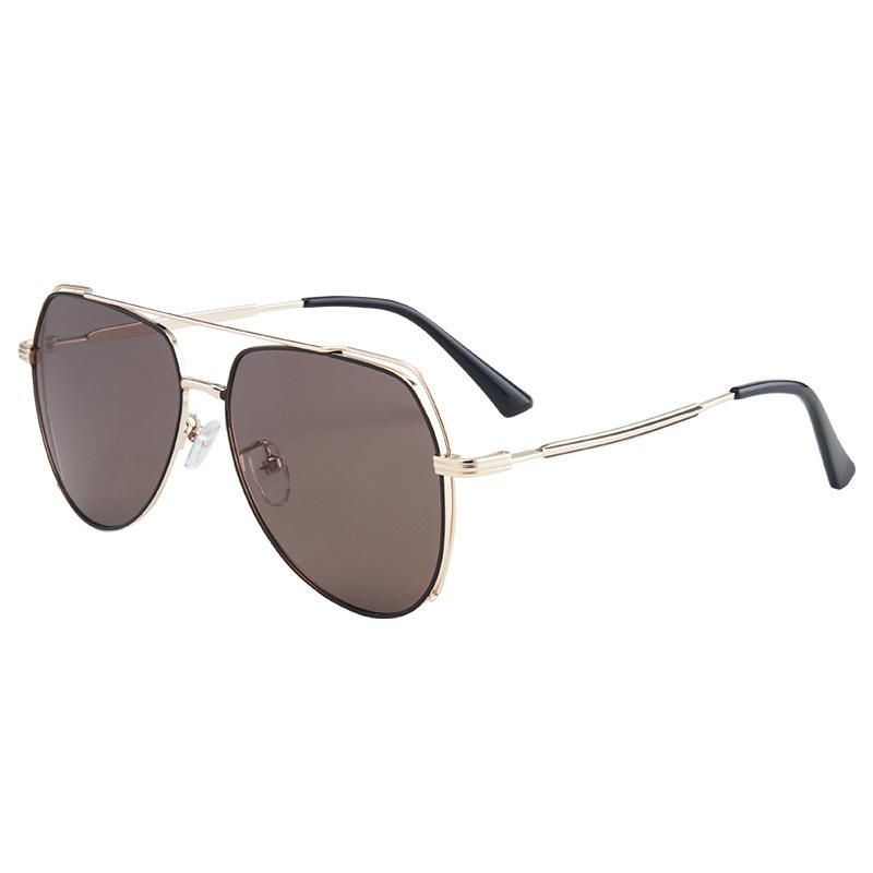 Retro sunglasses stainless steel new pilot men's driving double beam sunscreen UV protection sunshade polarized sunglasses