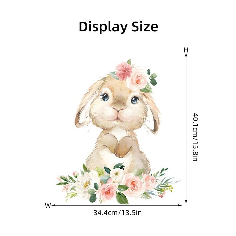Cartoon Niedlicher Hase Blume Tier Wandaufkleber Abnehmbar für Schlafzimmer Wohnzimmer Kinderzimmer Hintergrund Dekoration Wandtattoos