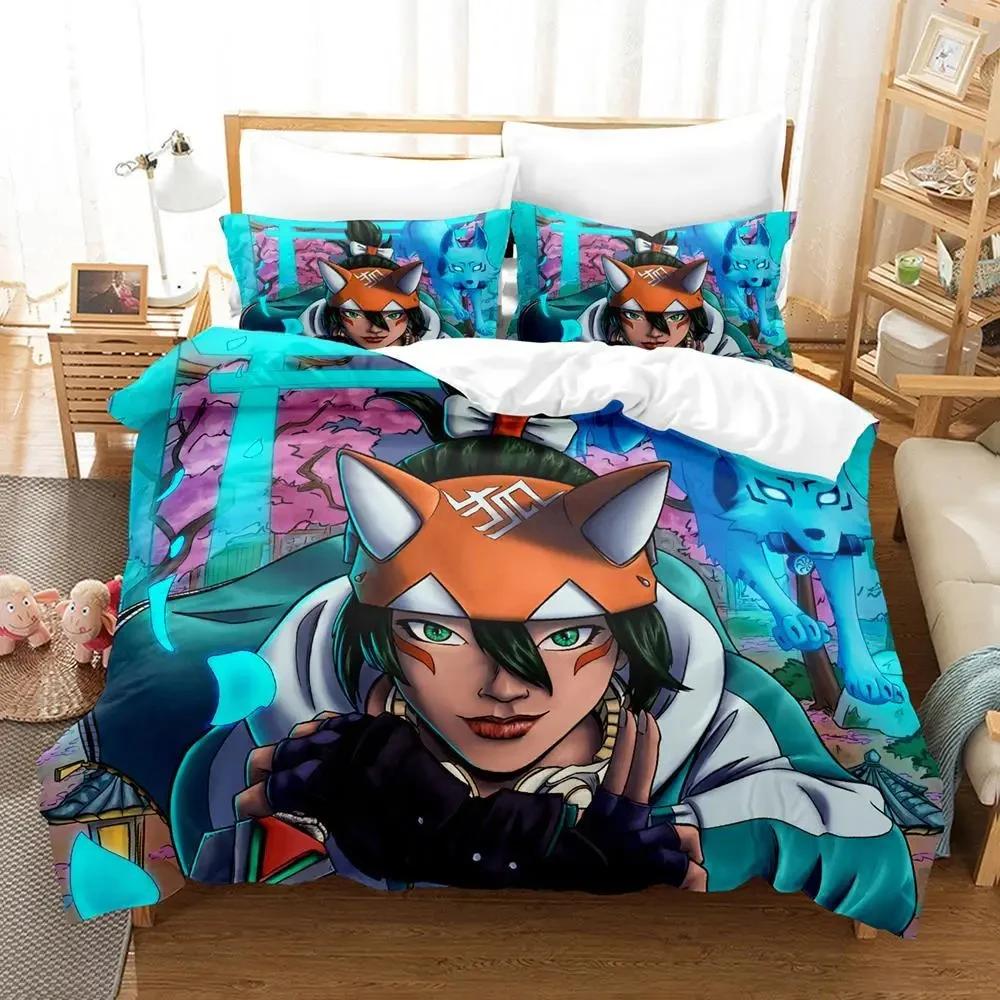 Comforter Game Overwatch Kiriko Heads Bedding Set Boys Girls Twin Queen Size Bed Kids Adult Home Textileextile