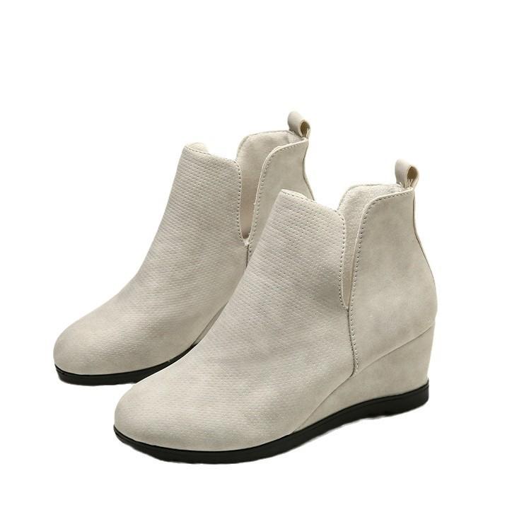 Autumn and Winter Flat-bottomed Wedge Short Boots Women's Retro Matte Short Women's Boots