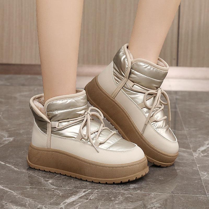 K2905 Cotton Shoes Women's New Winter Women's Shoes Umbrella Warm Velvet High-top Thick-soled Heightening Cotton Shoes
