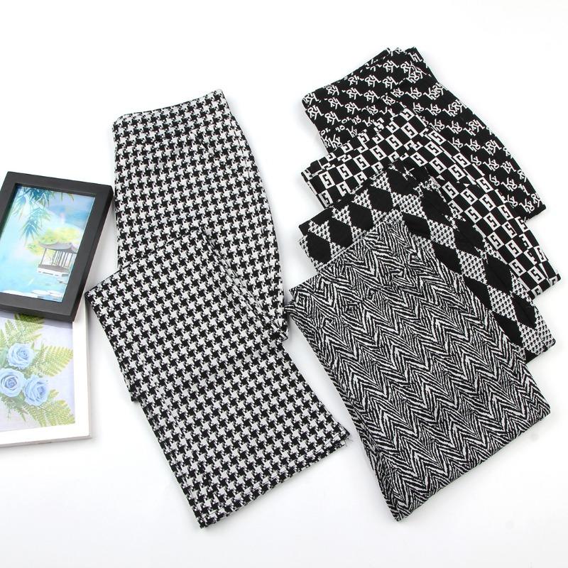 Black Micro-pull Pants Large Size Women's Pants Spring and Autumn Senior Sense Thin Plaid Pants Flared Pants Women's High Waist Pull Pants Small
