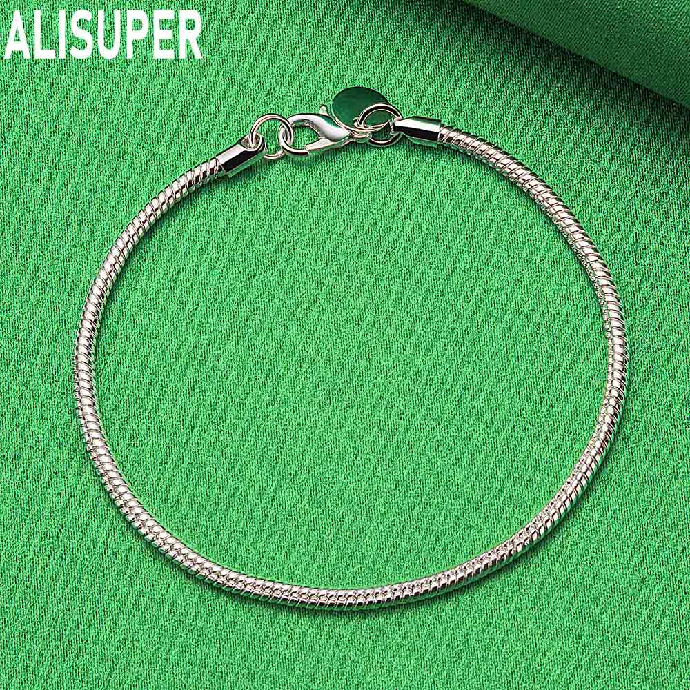 925 Sterling Silver 3mm Simple Braided Bracelet - Beautiful Gift Jewelry