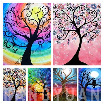 Colorful Tree Diy Diamond Painting 5D Full Round Drill Love Scenery Diamond Embroidery Mosaic Home Decoration Wall Art Poster