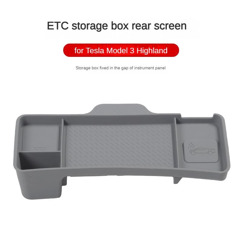 For Tesla Model 3 Highland 2025 Dashboard Storage Tray Silicone Instrument Panel Screen Rear Organizer Tissue Box Center Console