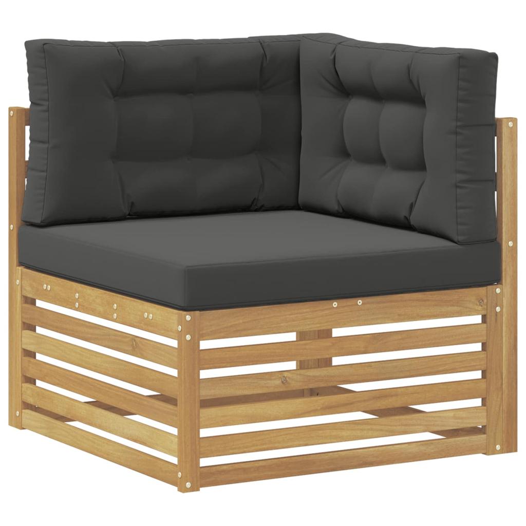 Outdoor Corner Sofa Solid Acacia Wood White