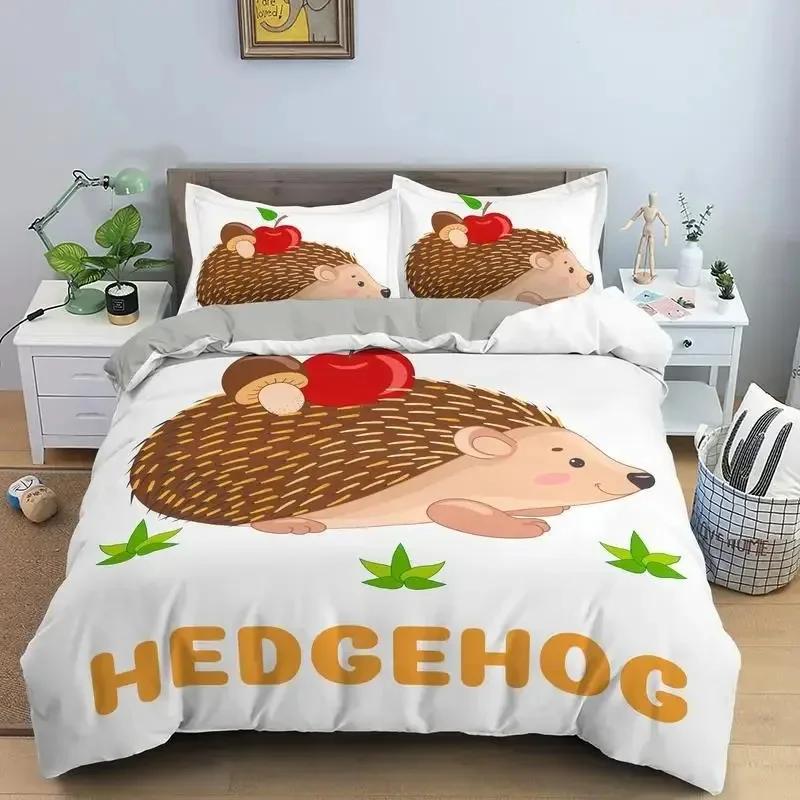 Luxury New 3D Print Cute Hedgehog Bedding Set Boys Girls Twin Queen Size Duvet Cover Pillowcase Bed  Fashion Home Textileextile
