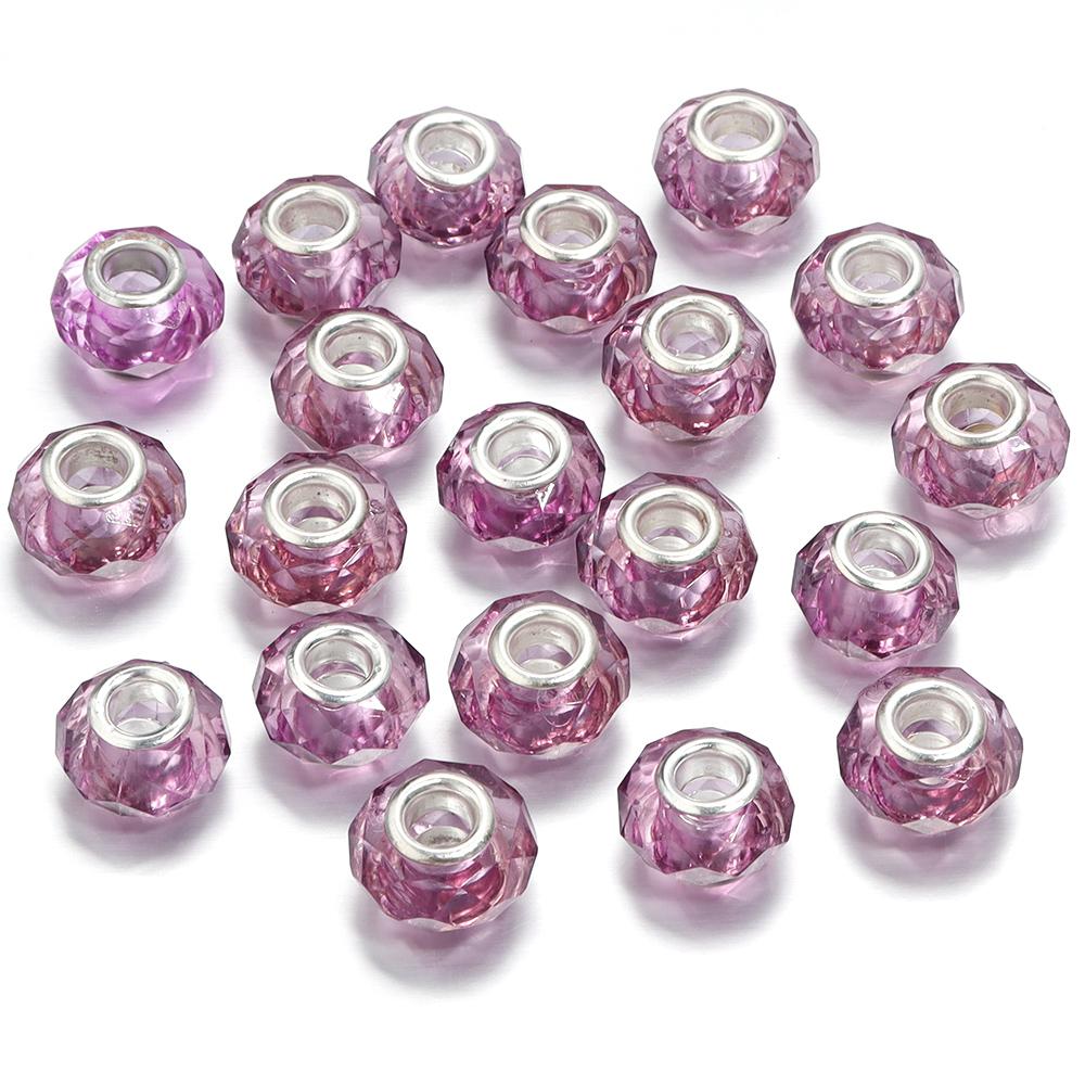 20pcs/Lot Transparent Color Faceted Resin Beads Big Hole Spacer Loose Beads for Jewelry Making DIY Bracelet Necklace
