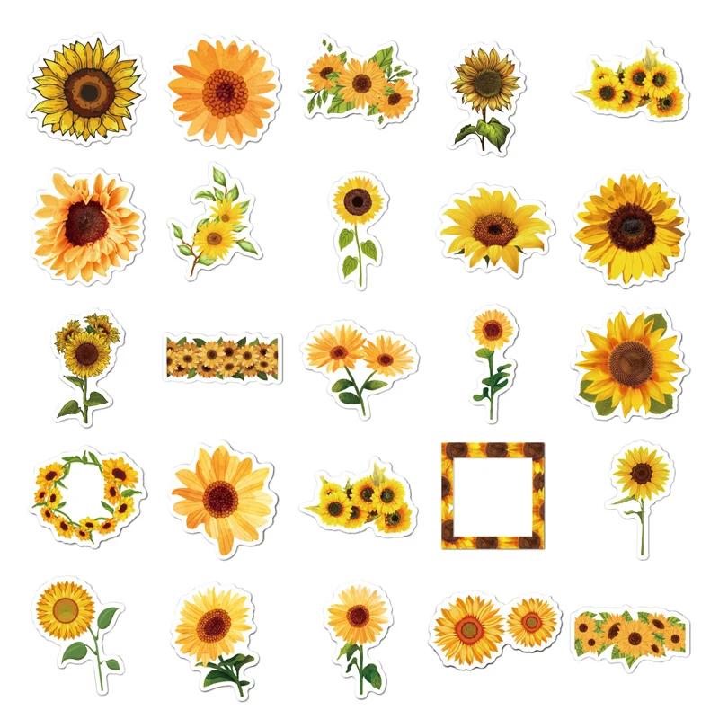 High-Quality 50Pcs High-Quality Sunflower High-Quality Vinyl High-Quality Decals High-Quality Aesthetic Self-assembly High-Quality Stickers
