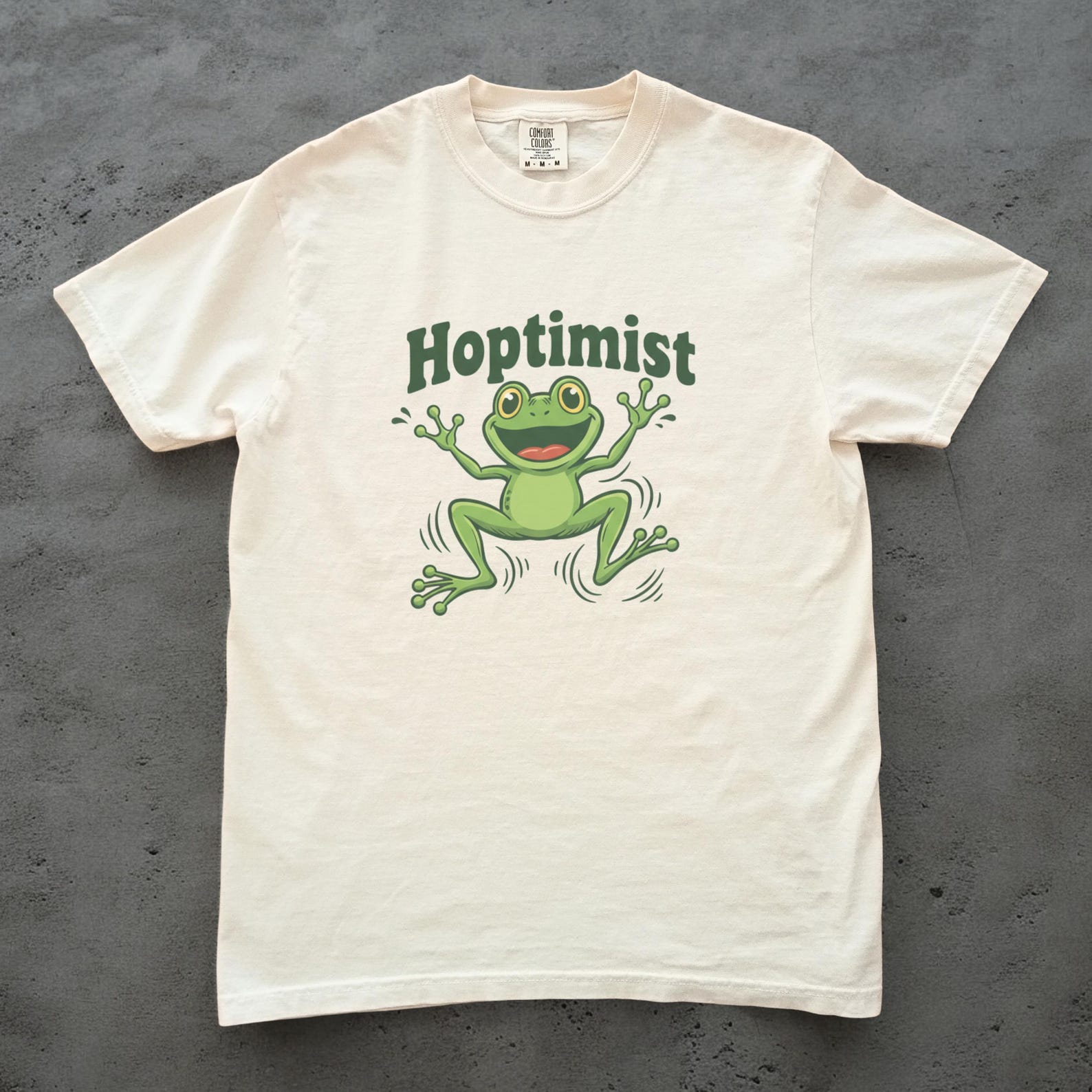 Hoptimist Funny Frog Shirt, Frog Pun Tee, Unisex Comfort Colors, Frog Lover Gift, Cute Frog T shirt, Funny Animal Shirt, Sarcastic Tee XL
