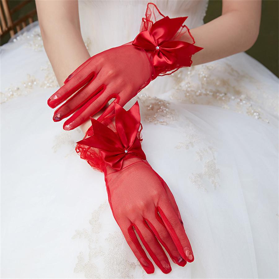 Women's Vintage Lace Bow Gloves for Evening Party Prom