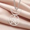 Dawapara Gehörnter Gott Cernunnos Siegel Anhänger Halskette Pentagramm Dreifache Göttin Symbol Edelstahl Wicca Schmuck