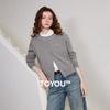 Chuyu Women's Color-block Hand-knit Cardigan