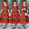 Plus Size Floral Dresses for Women  Oversize Loose Short Sleeve Summer Long Dress Middle-aged Women Summer Sundresses