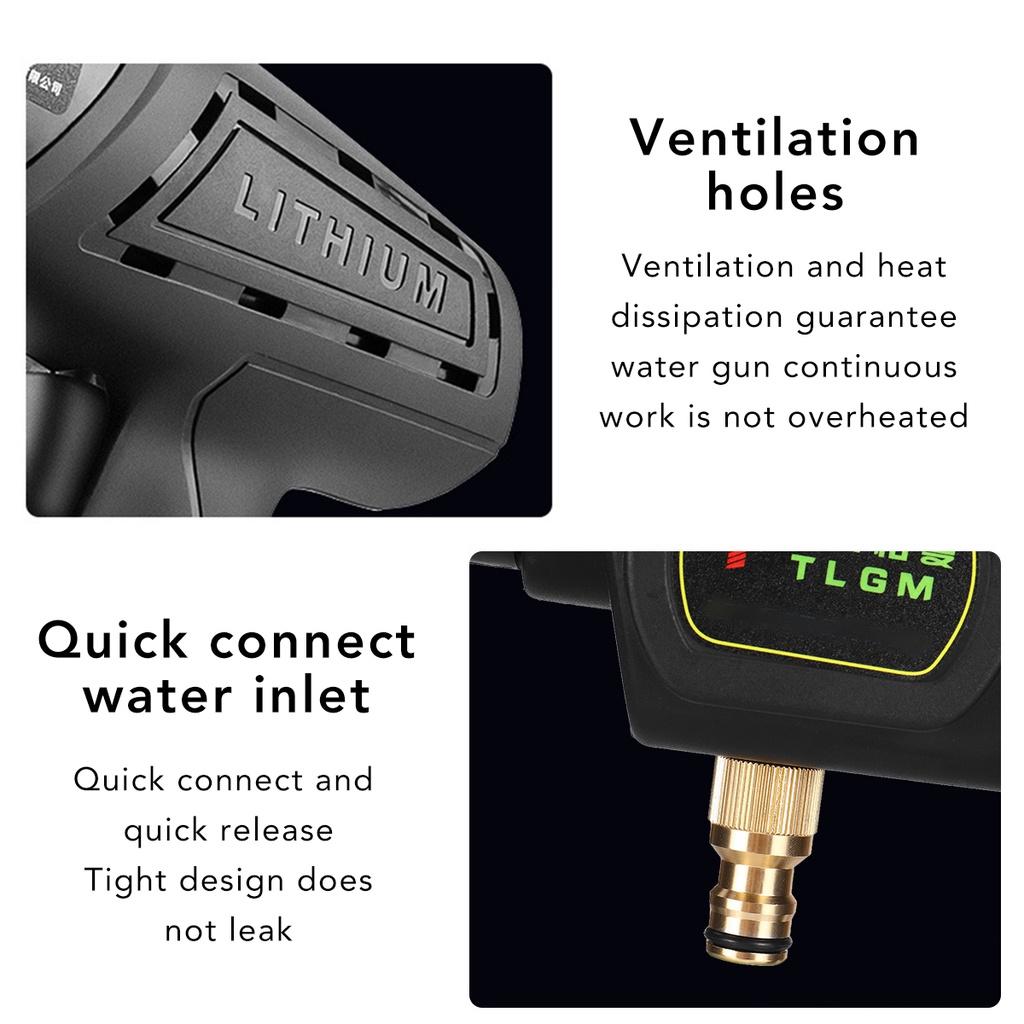 88V Handheld Cordless High Pressure Car Washer Automatic Sprayer Car Washing Machine Cleaner Fit for Battery 1000W