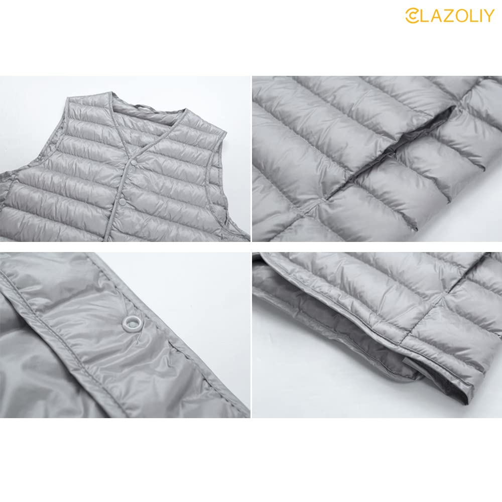 CLAZOLIY Pánská vesta bez límce s vnitřní péřovou výplní a CL111, ultralehká, hřejivá, lehká, skladná, (XL, námořnictvo)