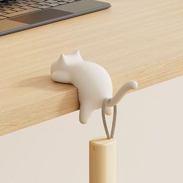 Cute Cat No-Drill Backpack Hanger for Desks