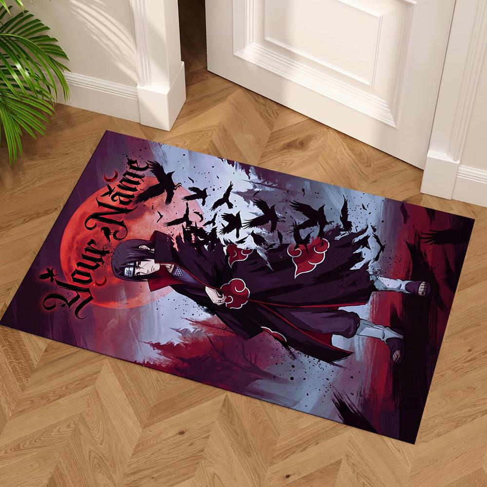 Naruto Character Customize Your Name Floor Mat Suitable for Kitchen Game Room Foyer Entryway Anti-slip Rug Anime Office Decor