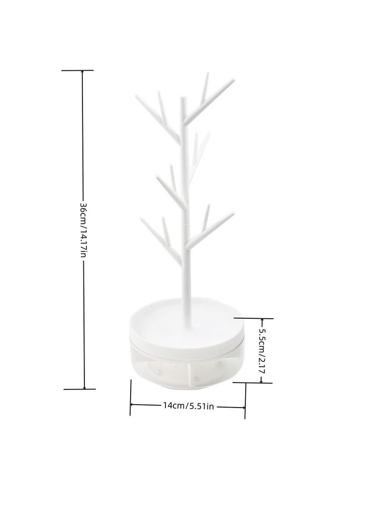 1pc Desktop White Tree Branch Jewelry Storage Box, Rotating Jewelry Holder Organizer, Room Decor Back To School