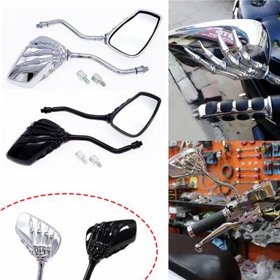 1 paio universale 8mm 10mm moto scooter retrovisore specchietto laterale modifica teschio Craw Shadow specchietti retrovisori