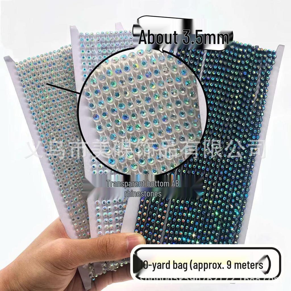 2.5-6.5mm Rhinestone Hand-Sewn Threads for Ethnic Clothing Decoration, DIY Lace Trimmings, Rhinestone-Embellished Chain