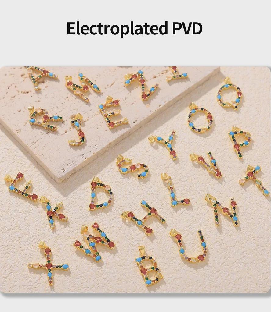 Colorful Zircon Alphabet Pendant Necklace - Hip-Hop Style