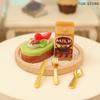 1Set Miniature Milk Cake Fork Tray Food Model 1:12 Dollhouse Kitchen Decor Toy For Doll House Accessories Kids Gift