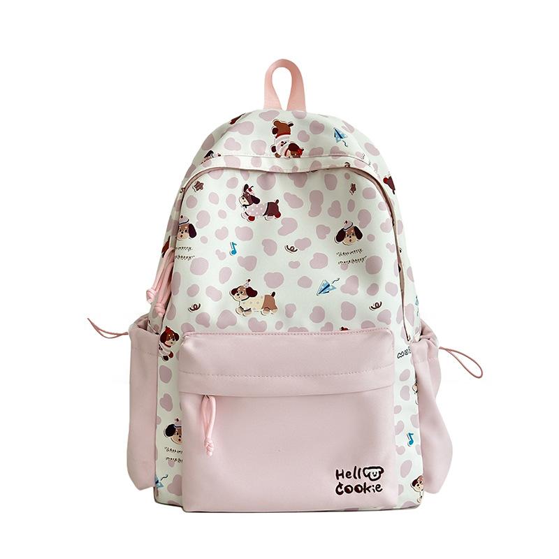 Schoolbag Japanese Ins New High-value, Fresh, Sweet and Cute Polka Dot Puppy Backpack, Light Backpack for Junior High School Students