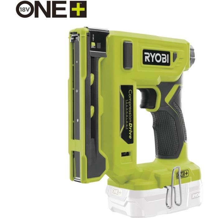 RYOBI - Agrafeuse 18V ONE+ - agrafes dos 9,4 mm, longueur 6,35 mm à 14,3 mm - chargeur 90 agrafes + Agrafes et crochet - R18ST50-0