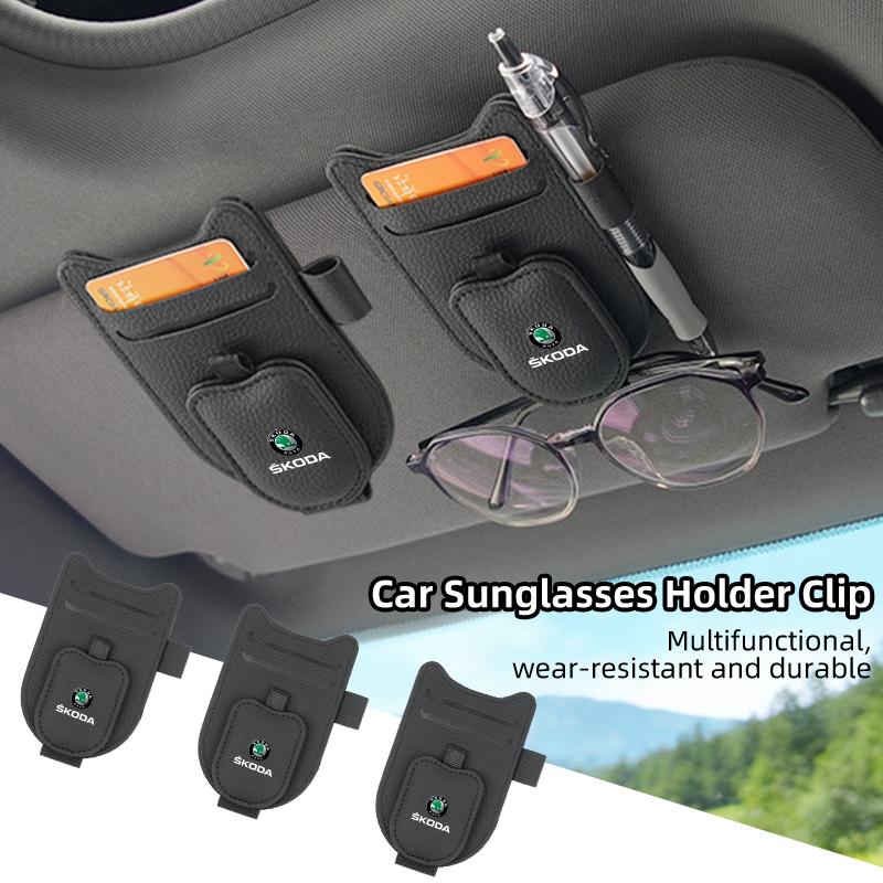 Car Sun Visor Organizer Sunglass Holder Glasses Clip Accessories For Skoda Octavia Rapid Kodiaq Superb Derivative Karoq Fabia Ka BS2