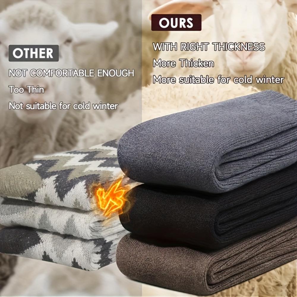 3Pack men plus size winter warm socks,fleece blended hiking trekking socks,soft durable,reinforced heel toe,cold resistant for outdoor trips hiking